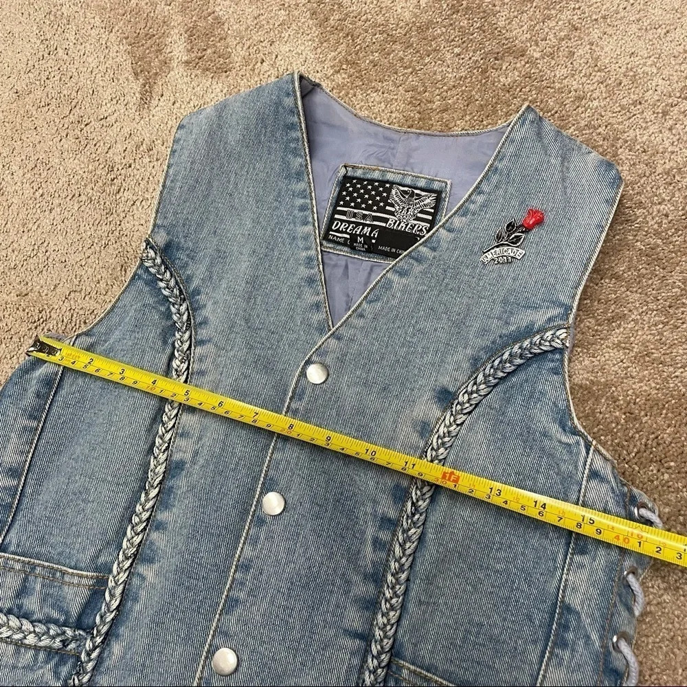 USA Bikers Dream Apparel Jean Vest Medium Honda Eagle on the back - Picture 8 of 16